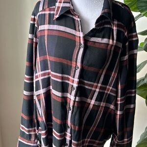 PAIGE Dark Plaid Button-Up Shirt